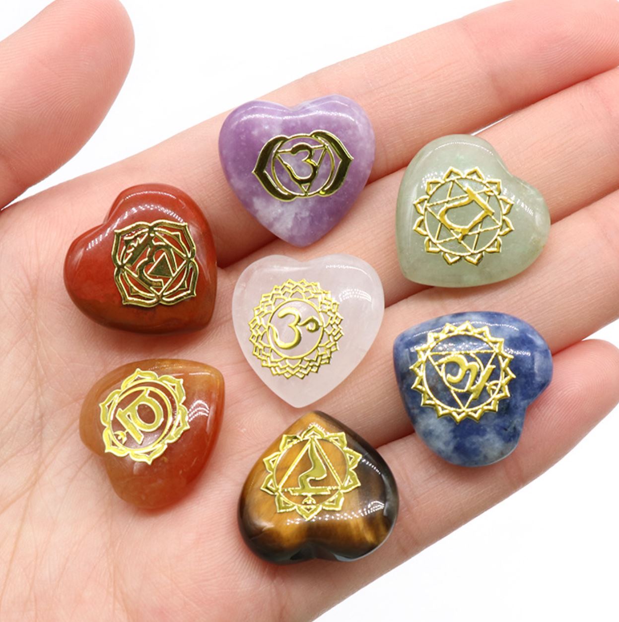 Chakra Set Heart Stones