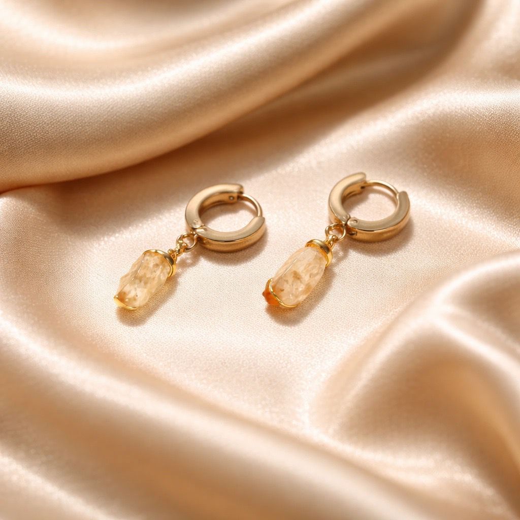 Earrings Thick Hoops with One Stone