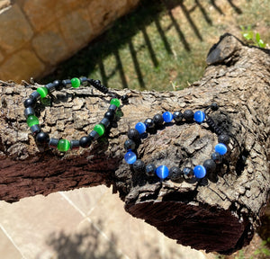 Bracelet Man Hematite/Lava Stone/Blue Cat Eye