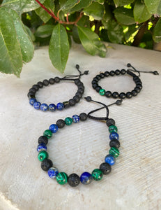 Bracelet Man Malachite/Lapis Lazuli/Lava Stone