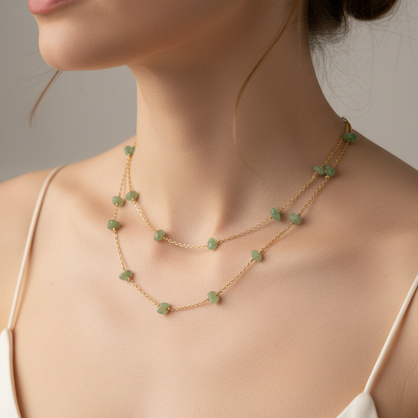 Necklace Rosary with Chopped Stones