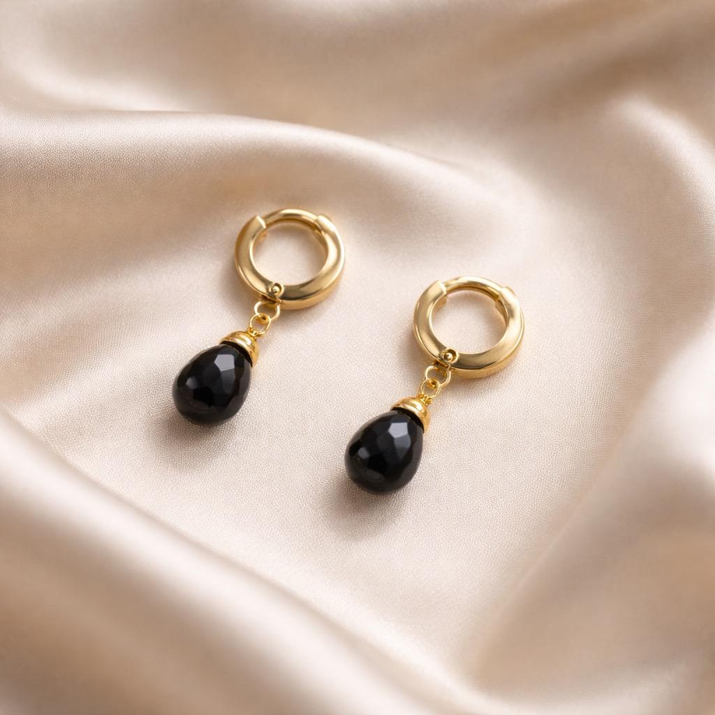 Earrings Thick Hoops with One Stone