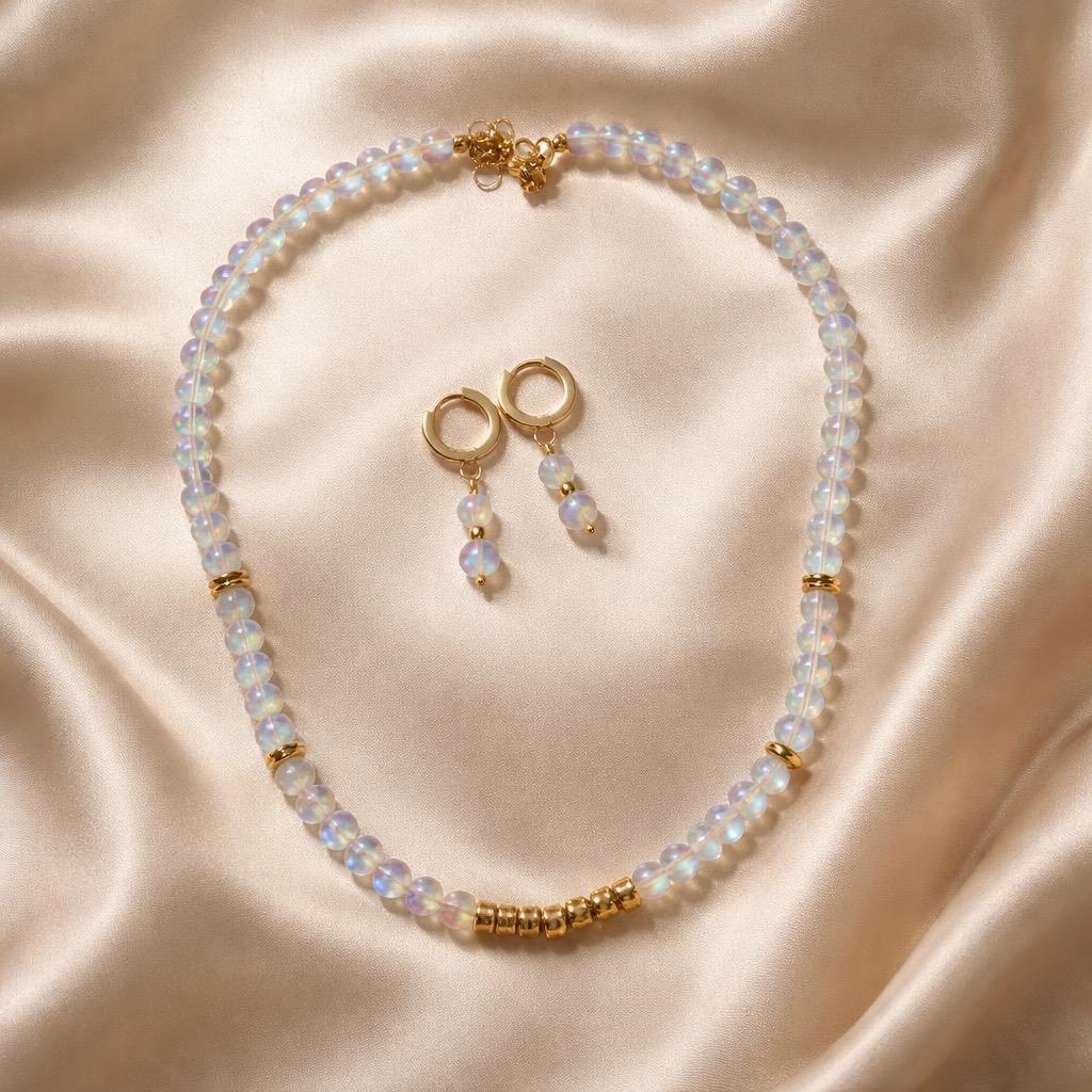 Necklace and Earrings Harmony Set with Beads