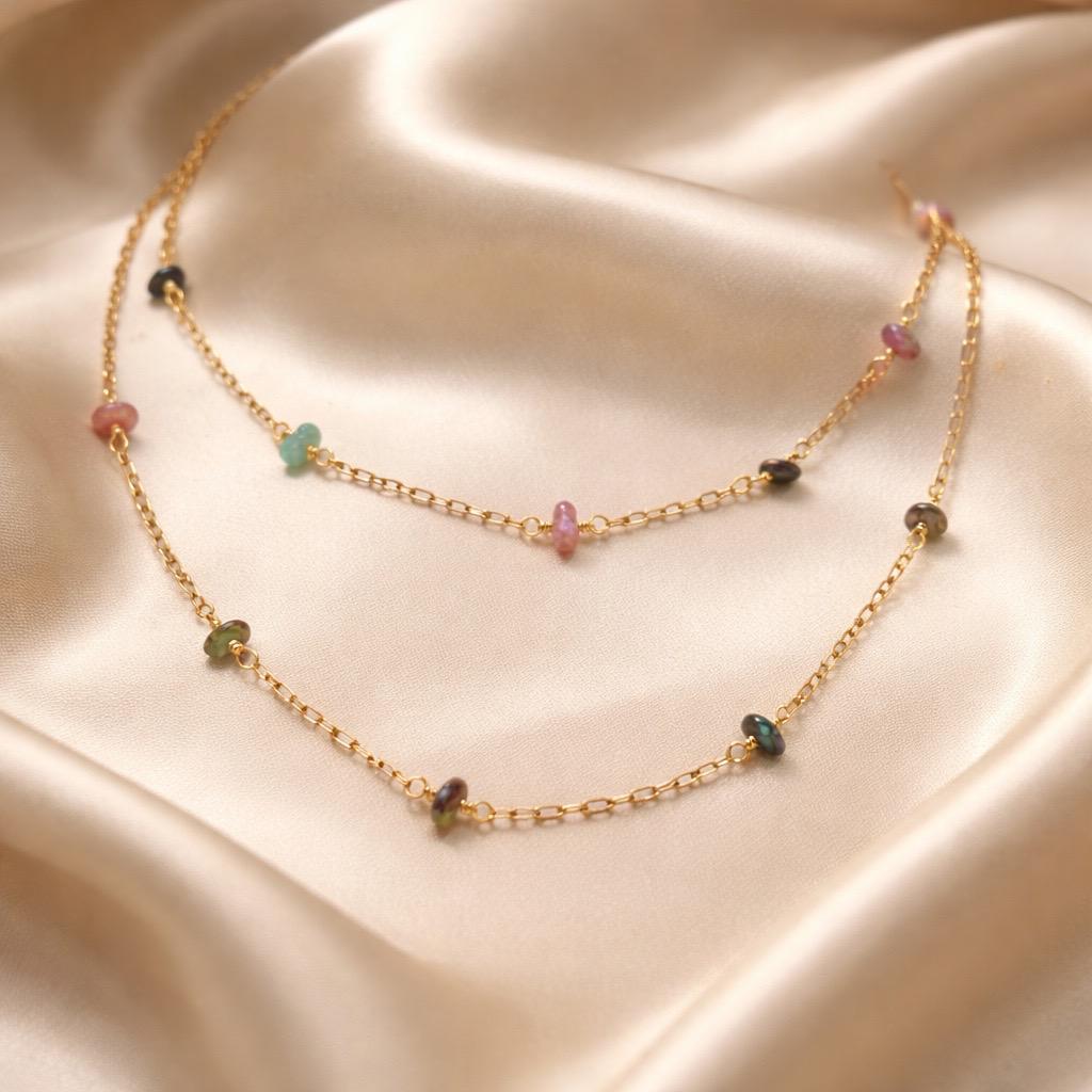 Necklace Rosary with Chopped Stones
