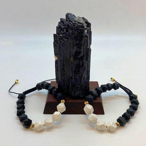 Bracelet Faceted Beads Man Howlite/Onyx 8mm