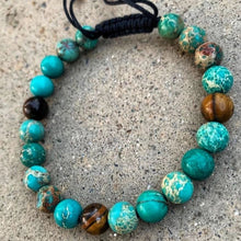 Load image into Gallery viewer, Bracelet Man Blue Turquoise/Tiger Eye