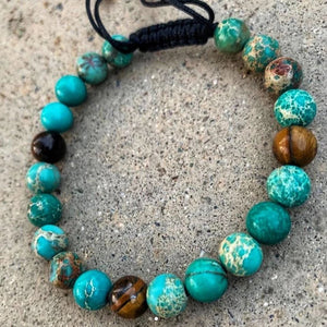 Bracelet Man Blue Turquoise/Tiger Eye