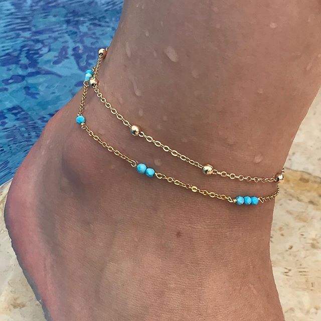 Anklets Beaded Stones Simple