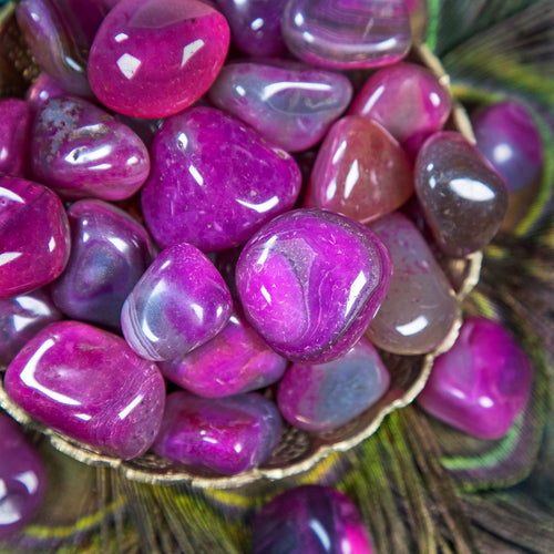 Tumbled Stone Polish Fuchsia Agate