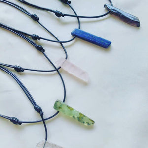 Necklace Leather Stick Stones