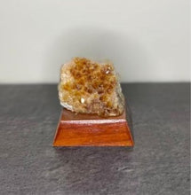 Load image into Gallery viewer, Citrine Geode Stone Wood Base