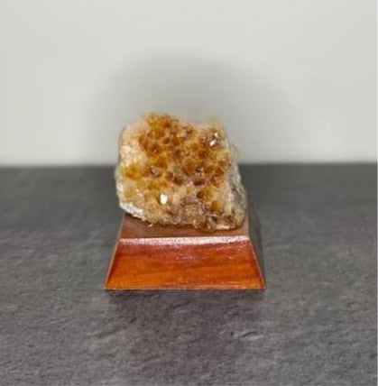 Citrine Geode Stone Wood Base