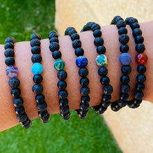 Load image into Gallery viewer, Bracelet Elastic Unisex Lava/Onyx and your Choice of Stones 8mm