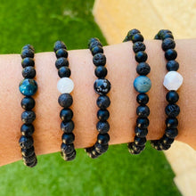 Load image into Gallery viewer, Bracelet Elastic Unisex Lava/Onyx and your Choice of Stones 8mm