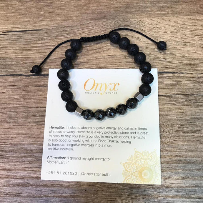Bracelet Man Hematite/Lava Stone 8mm