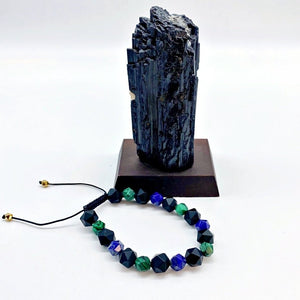 Bracelet Faceted Beads Man Malachite/Lapis Lazuli/Onyx