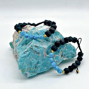 Bracelet Faceted Beads Man Turquoise/Onyx