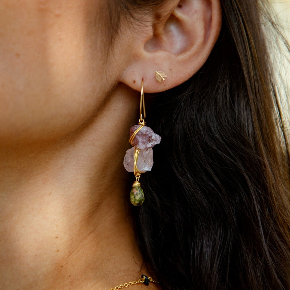 Earrings 3 Stones Hoops