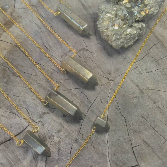 Necklace Pyrite Long Pointed