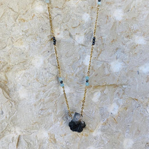 Necklace Druzy with Hematite Beads