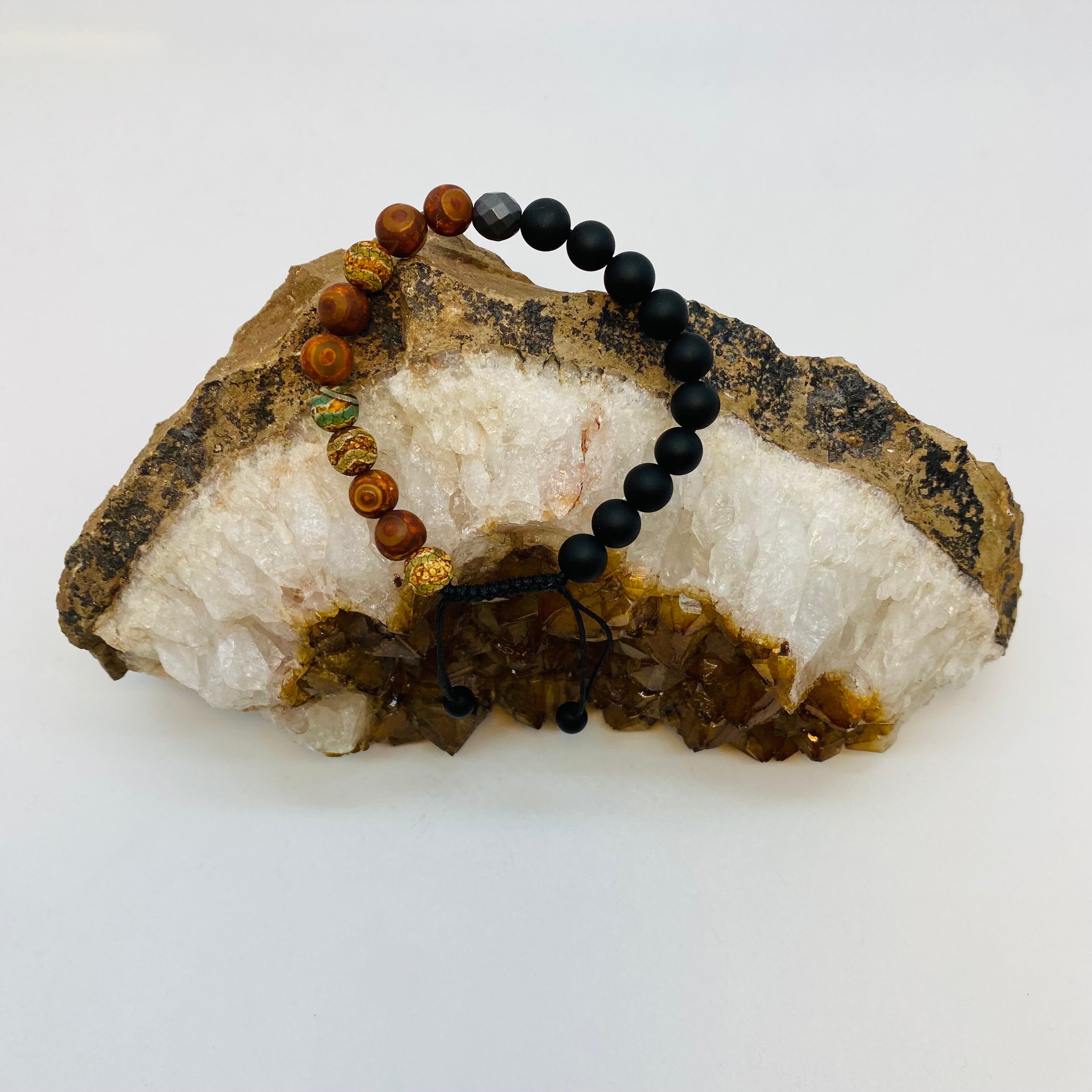 Bracelet Man Tibetan Jasper/Hematite/Onyx 8mm