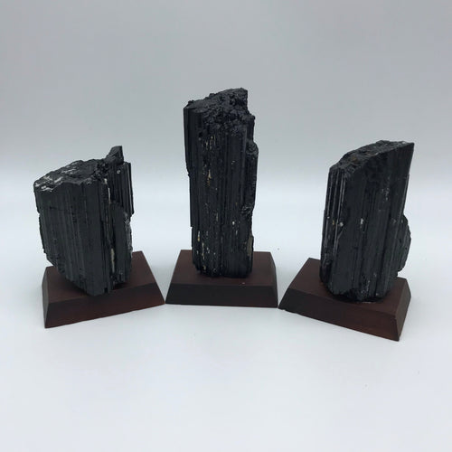 Black Tourmaline Stone Wooden Base