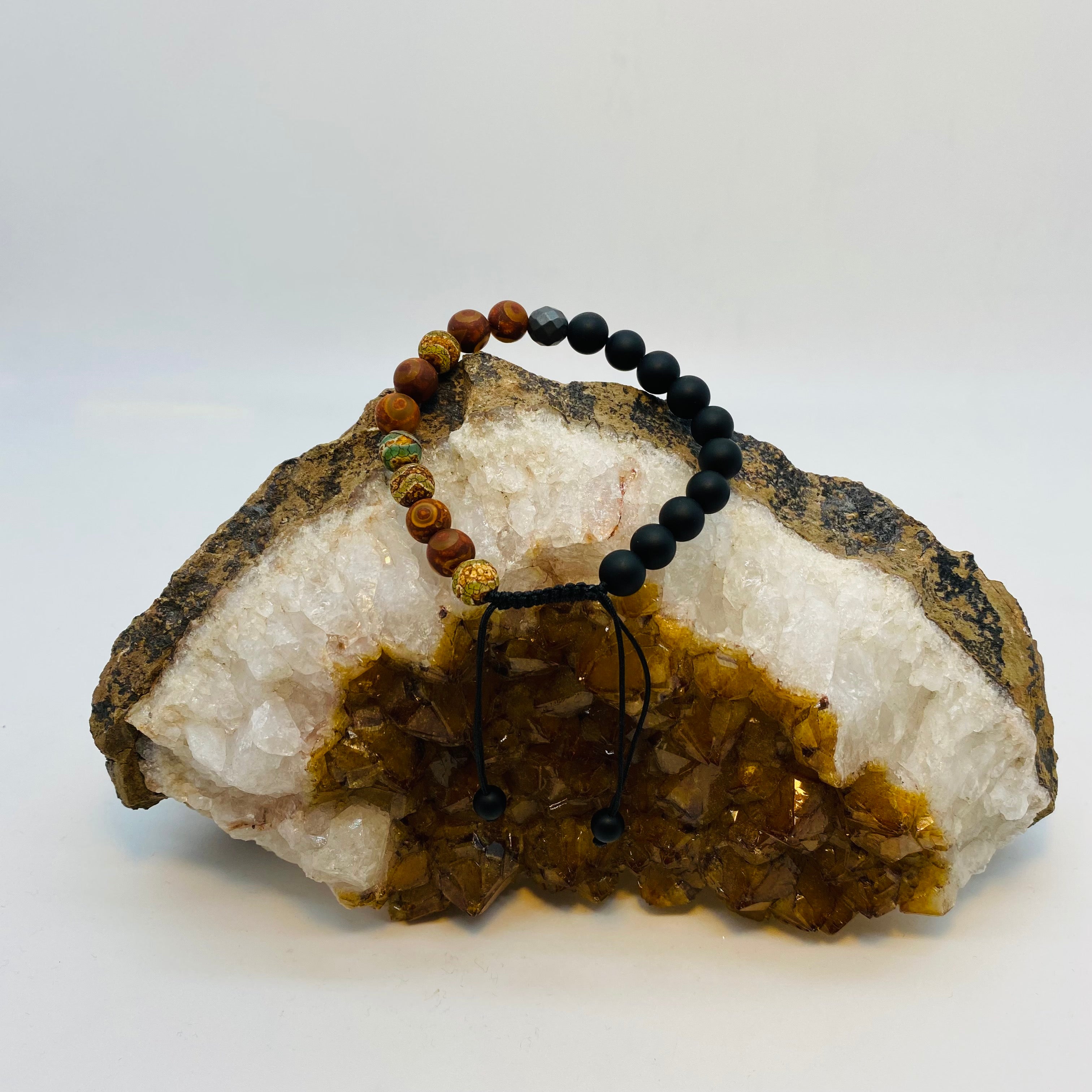 Bracelet Man Tibetan Jasper/Hematite/Onyx 8mm