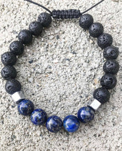 Load image into Gallery viewer, Bracelet Man Lapis Lazuli/Lava Stone