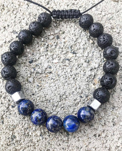 Bracelet Man Lapis Lazuli/Lava Stone