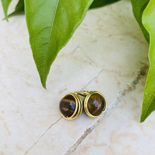 Load image into Gallery viewer, Tiger&#39;s Eye Studs