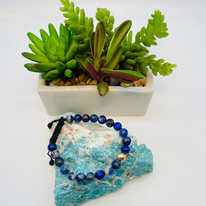 Bracelet Man Lapis Lazuli/Silver Beads